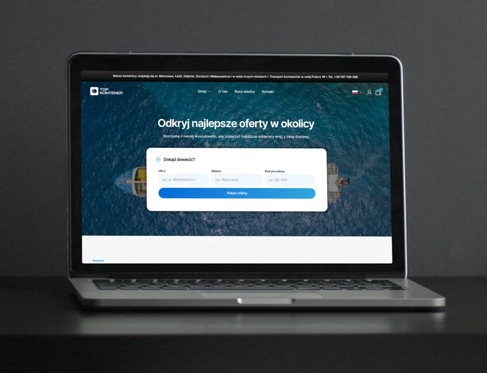 Strona internetowa 1 Topkontener mockup